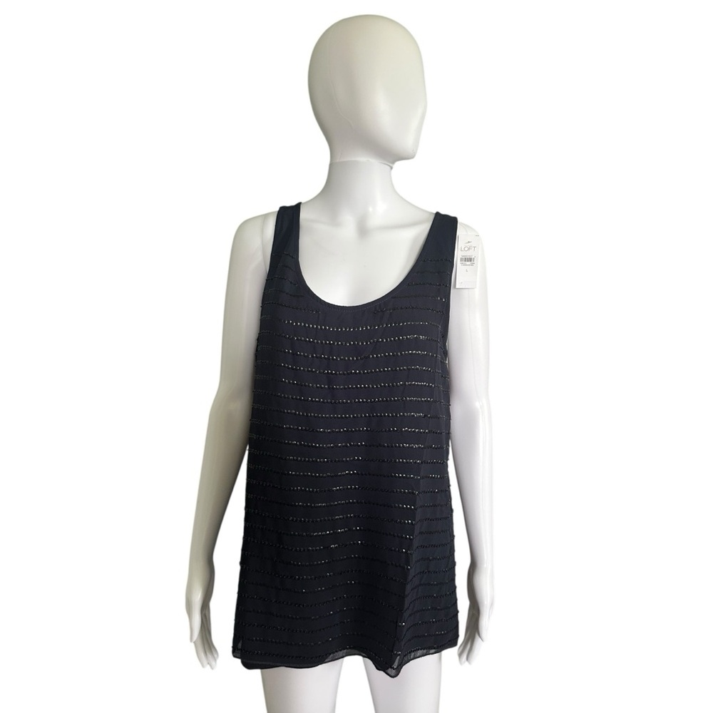 Ann Taylor Black Boxy Sleeveless Tank Top L NWT